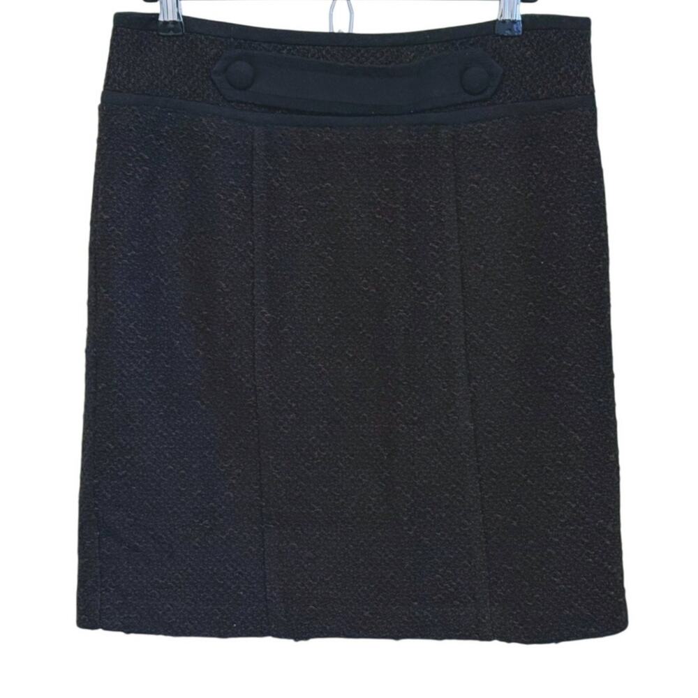 VTG Nanette Lepore Tweed Wool Pencil Skirt Size 8 Black Dark Academia Preppy